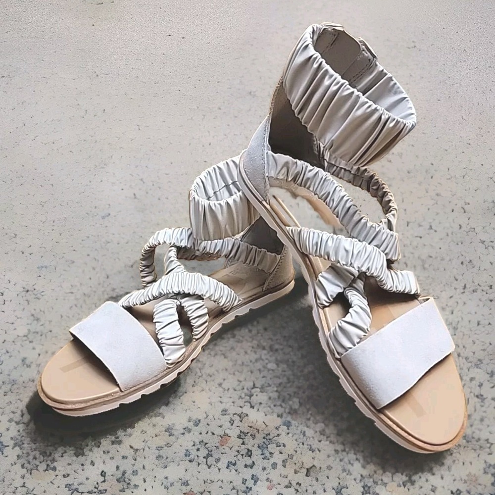 Sorel Ella II Ankle Strap Sandal Soft Cream US 7 EUR 38 EUC Beach Casual Resort